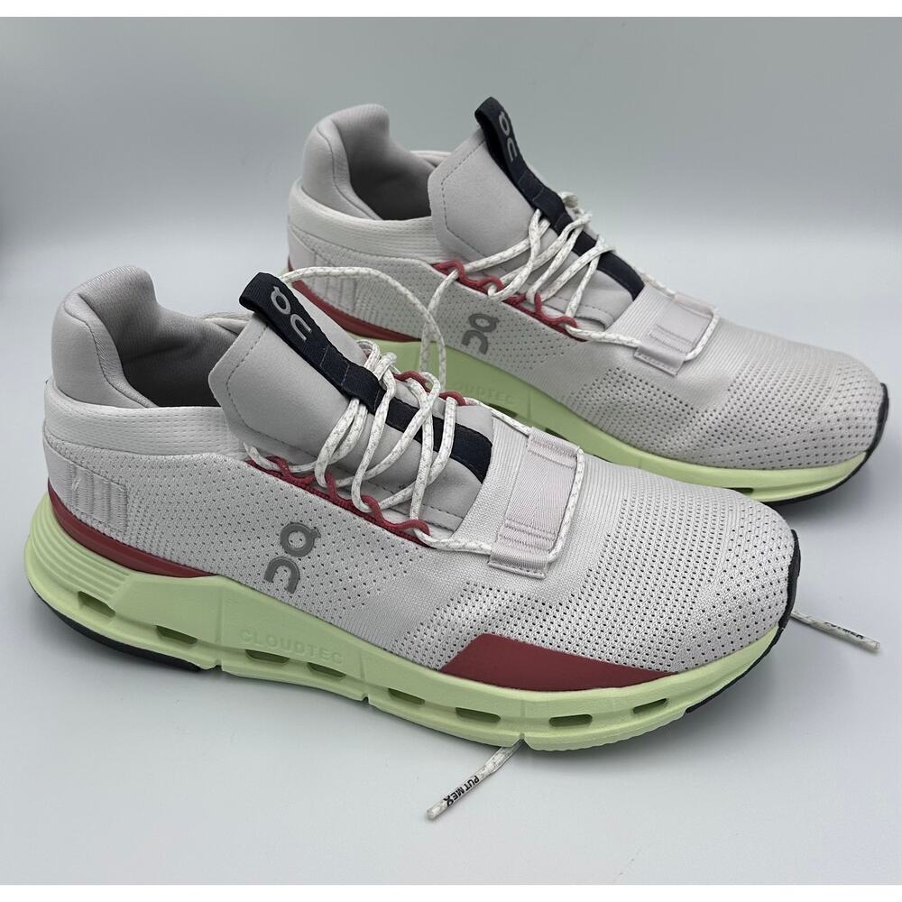On Running Cloudtec Athletic Sneakers in White, Light Green & Burgundy